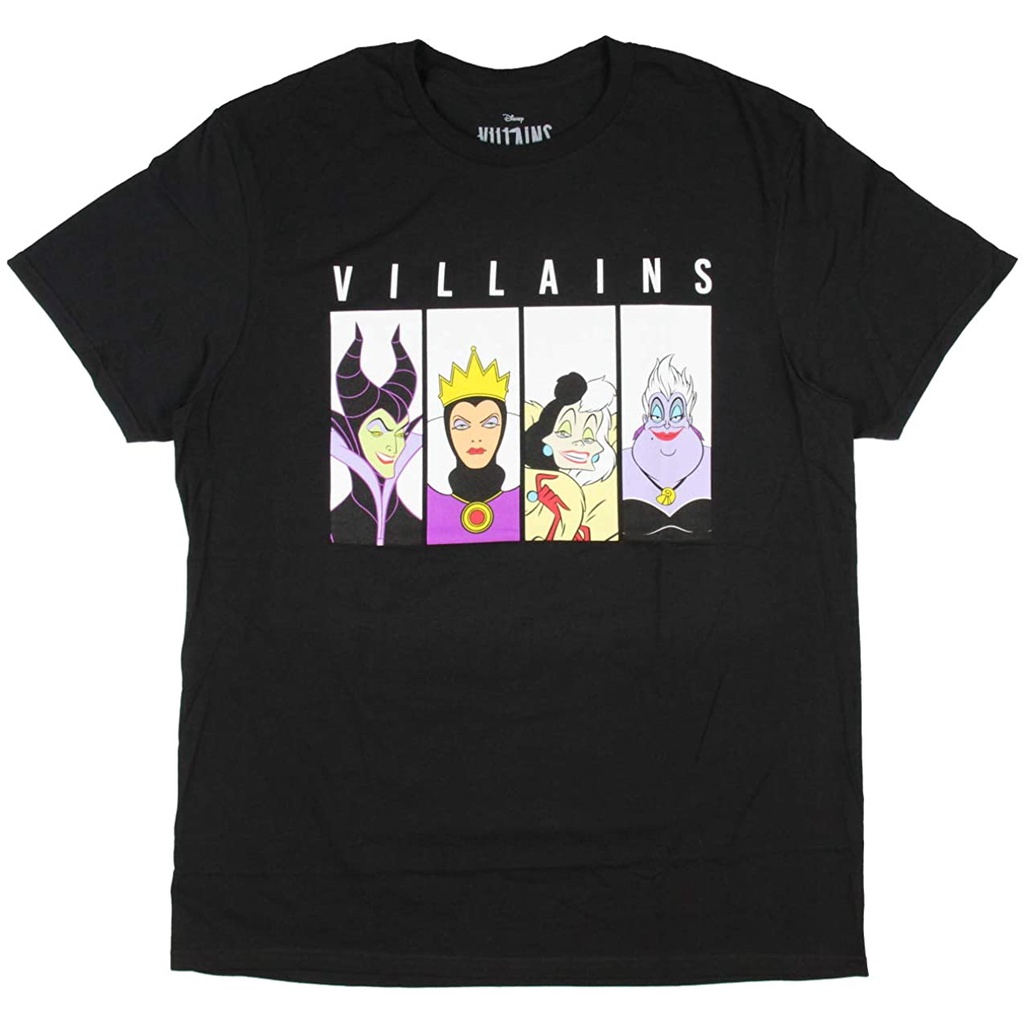 เสื้อยืดผ้าฝ้ายพิมพ์ลายขายดี-เสื้อยืดคอกลมผ้าฝ้ายพิมพ์ลาย-disney-villains-evil-stare-แฟชั่นสําหรับผู้ชาย