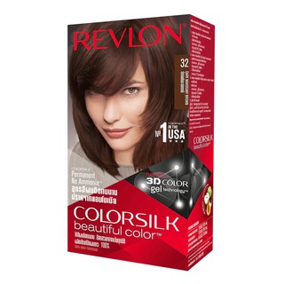 Revlon เรฟลอน ครีมเปลี่ยนสีผม รุ่น คัลเลอร์ซิลค์ ปราศจากแอมโมเนีย No.32 น้ำตาลเข้มมะฮอกกานี