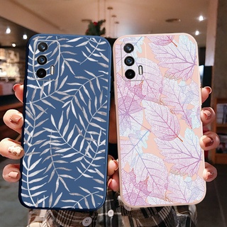 เคสโทรศัพท์มือถือ ขอบสี่เหลี่ยม ลายใบไม้ สวยงาม สําหรับ OPPO A16 A94 A53 A15 A12 AX7 A52 A72 A92 A74 A54 5G