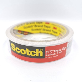 Scotch #777 3M Tissue Tape เทปเยื่อกาว 2 หน้า 24 มม. x 10 หลา ติดแน่น ทนทาน เหมาะไปติด Face Shield
