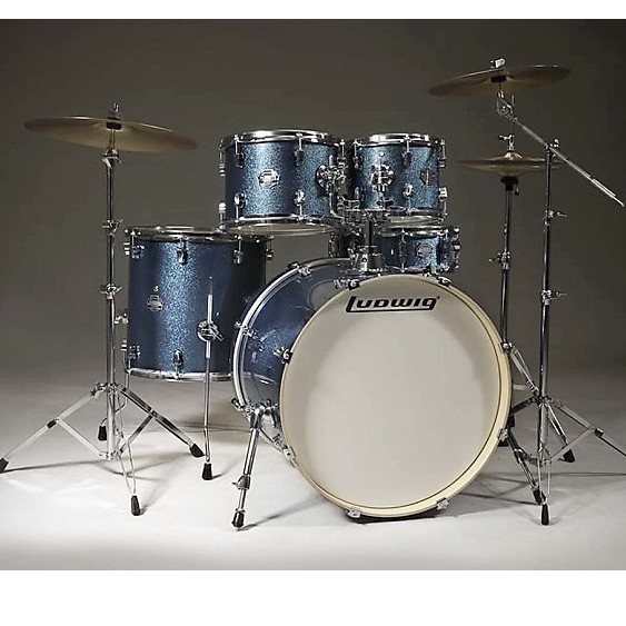 กลองชุด5ใบพร้อมฉาบ-ludwig-element-5pc-drive-drum-สีฟ้า-พร้อมฉาบ-14-hihat-16-crash-และ-18-crash-ride-ครบชุด