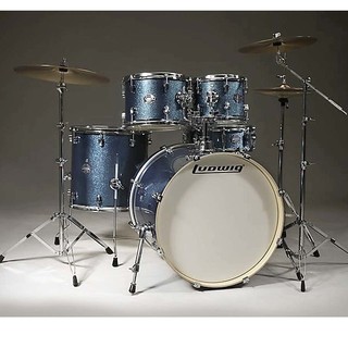 กลองชุด5ใบพร้อมฉาบ Ludwig Element 5pc Drive Drum สีฟ้า พร้อมฉาบ 14" Hihat , 16" Crash และ 18" Crash/Ride ครบชุด