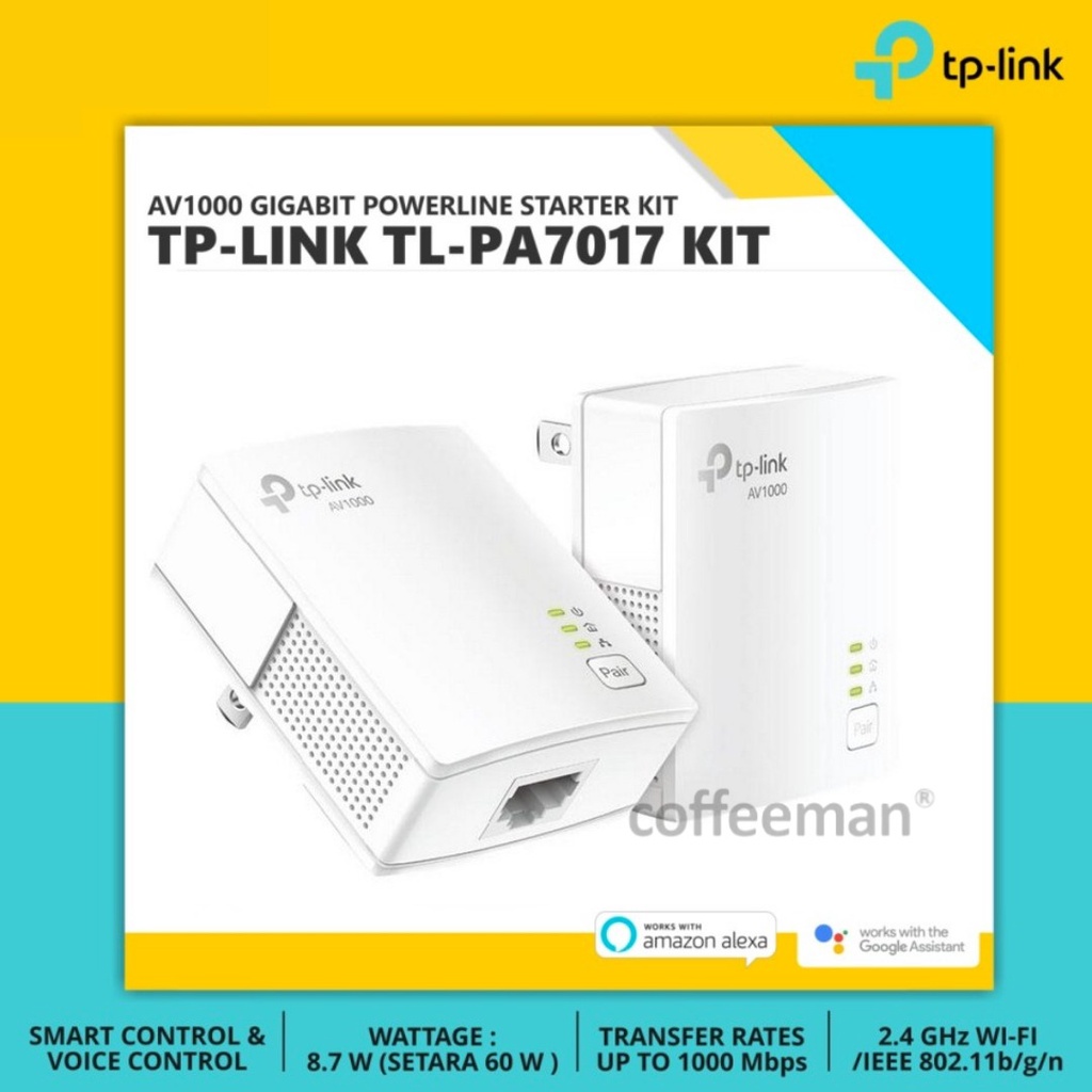 ชุดสตาร์ทเตอร์พาวเวอร์ไลน์ TP-LINK TL-PA7017 AV1000 Gigabit | Shopee ...