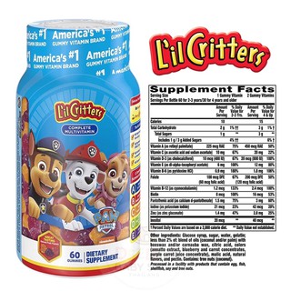 ✈️PRE-ORDER✈️ วิตามินรวมสำหรับเด็กชนิดกัมมี่ Lil Critters Paw Patrol Complete Multivitamin (60 Gummies)