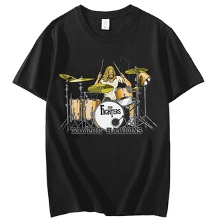 เสื้อยืดโอเวอร์ไซส์ROUND คอลูกเรือ[ใหม่] เสื้อยืด พิมพ์ลาย FOO FIGHTERS TAYLOR HAWKINS Drummer Concert RIP สําหรับผู้ชาย