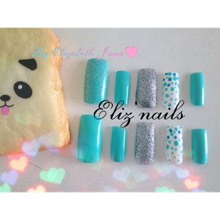 Blue sky false nails by Eliznails. Price;89฿ ID:Elizabjune.(มีจุด)