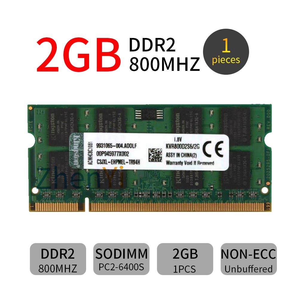 ภาพหน้าปกสินค้าKingston(คิงสตัน) การ์ดหน่วยความจำ 2GB PC2-6400 DDR2 800Mhz 200Pin SODIMM KVR800D2S6 / 2G RAM สำหรับ แล็ปท็อป โน้ตบุ๊ค คอมพิวเตอร์ AD22