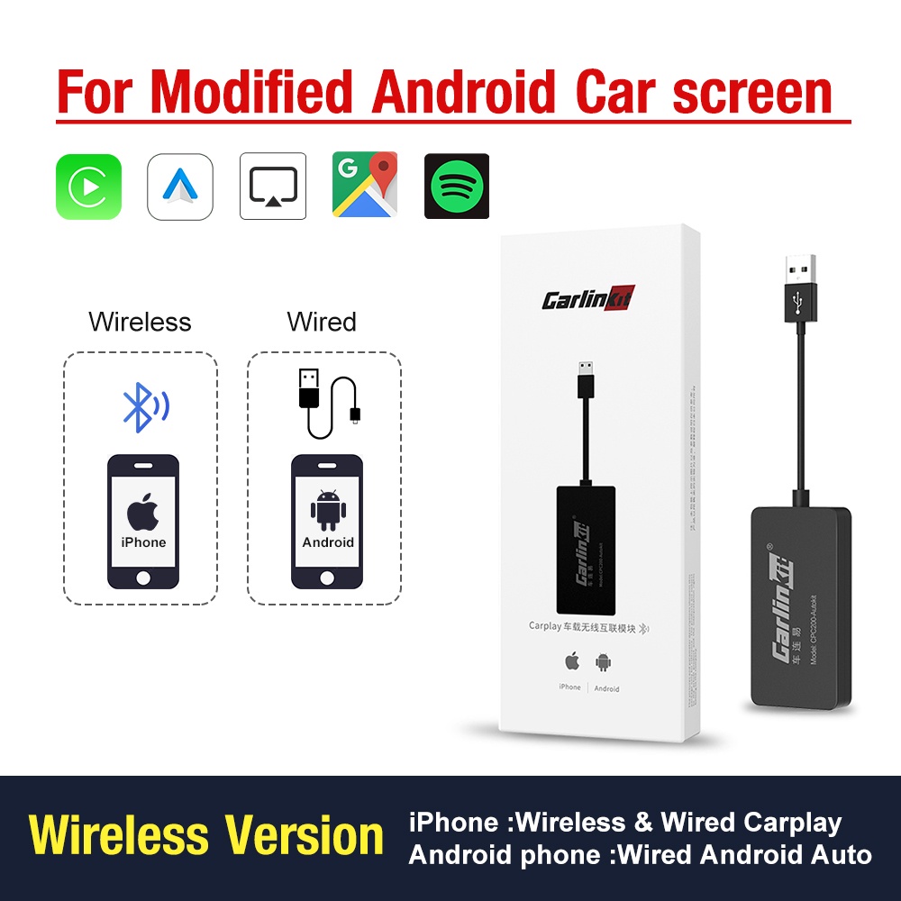 Carlinkit เครื่องเล่นมัลติมีเดีย บลูทูธ ไร้สาย USB เชื่อมต่ออัตโนมัติ ...