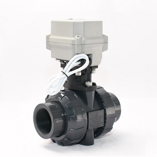 NPT/BSP 1-1/4&amp;#39;&amp;#39;-2&amp;#39;&amp;#39; PVC Motorized Ball Valve CR7-03 Electric Valve DC/AC24V,DC12-24V with Manual Overrid