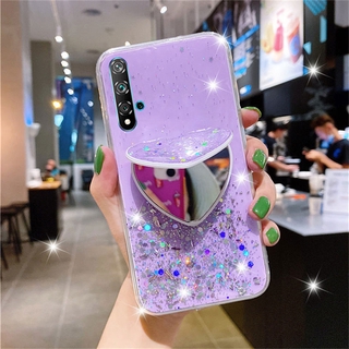 Huawei Y9 Prime 2019 Y7 Pro Y6P Y5P Y9S Y7A Mirror Stand Holder Bling Glitter Sequins Case