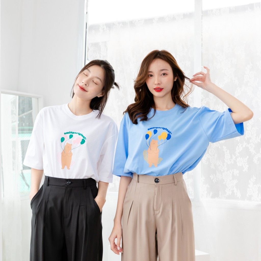 hot-tshirts-amityclothes-oversize-เสื้อยืดผู้หญิง-bear-amp-balloon