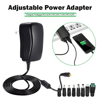 อะแดปเตอร์ปลั๊กเสียบชาร์จ Adjustable AC/DC Adapter ปลงไฟปรับโวลท์ได้3V-12V มี8หัว อแดปเตอร์ ปรับโวลท์ได้