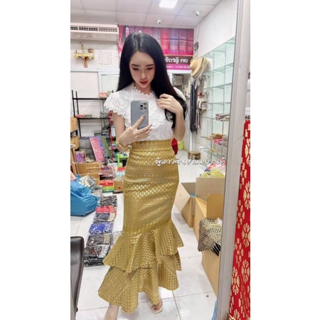 ภาพสินค้าผ้าถุงทรงฟรุ้งฟริ้งลายไทยไฮโซ ผู้สาวซิ่นงาม จากร้าน armnuson บน Shopee ภาพที่ 5