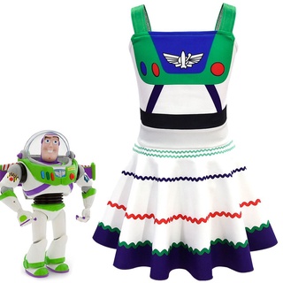 ใหม่ ชุดเดรสกระโปรงคอสเพลย์ Toy Story 4 Buzz Lightyear สําหรับเด็กผู้หญิง เหมาะกับงานปาร์ตี้ฮาโลวีน