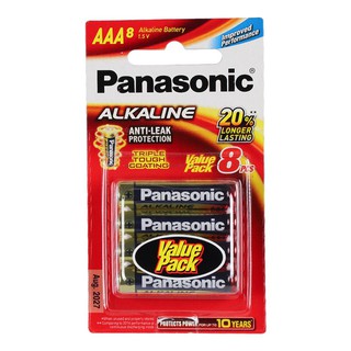 ถ่านอัลคาไลน์ AAA PANASONIC LR03T/8B ไฟฉายและอุปกรณ์ ไฟฉายและไฟฉุกเฉิน งานระบบไฟฟ้า ALKALINE BATTERY PANASONIC LR03T/8B