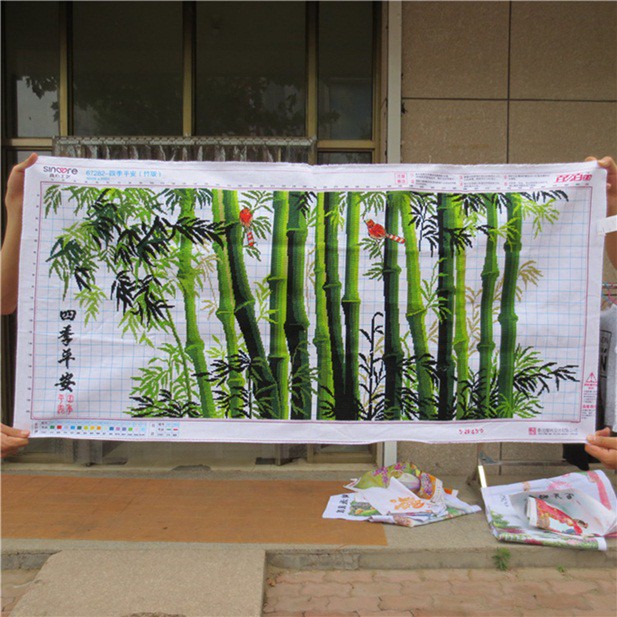 ชุดปักครอสติช-ป่าไผ่-ต้นไผ่-นก-bamboo-bird-cross-stitch-kit