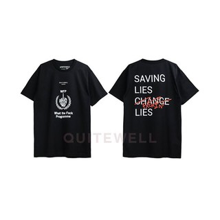 เสื้อยืดโอเวอร์ไซส์QWT93-1 WTP BLACK เสื้อยืดสีดำS-3XL