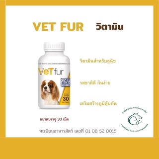 VET Fur เวทฟอร์ วิตามิน บํารุงขน บำรุงผิวหนัง สำหรับสุนัขและแมว ขนาด 30 เม็ด