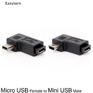 Easyturn 90 Degree Right Left Angle Mini USB Type A Male To Micro USB Female Adapter ET