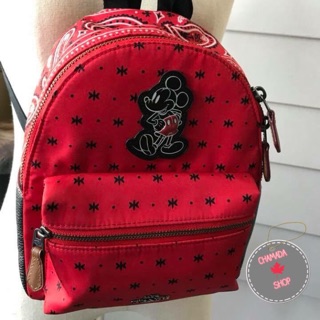 COACH F59831 MINI CHARLIE BACKPACK IN PRAIRIE BANDANA PRINT WITH MICKEY