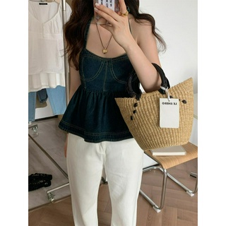 เสื้อยีนคล้องคอ สไตล์ใหม่ เหมาะกับฤดูใบไม้ผลิ และฤดูร้อน