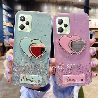In Stock New Phone Case เคส Realme C35 / 9 Pro + / 9Pro / 9i Glitter Transparent Slim Casing Starry Sky Heart-shaped Soft Case Back Cover เคสโทรศัพท