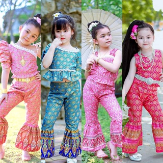 สินค้า (KE)ชุดไทยเด็กหญิง ชุดไทยประยุกต์ ชุดไทยไปวัด ชุดวันลอยกระทง แฟชั่นลูกสาว #c