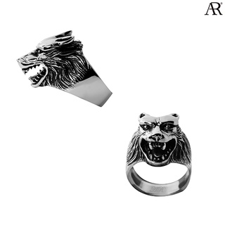 ANGELINO RUFOLO Ring ดีไซน์ Wolf Head แหวนผู้ชาย Stainless Steel 316L(สแตนเลสสตีล)คุณภาพเยี่ยม สีเงิน