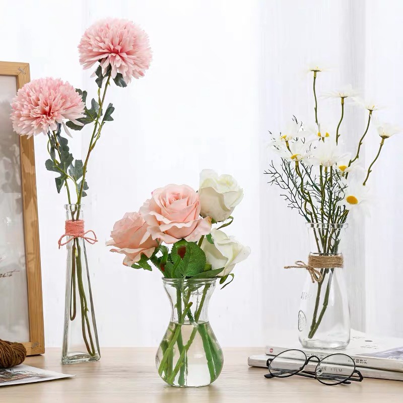รูปภาพสินค้าแรกของแจกันดอกไม้ แก้วโปร่งใสแจกันยุโรปห้องนั่งเล่นที่เรียบง่ายตกแต่งในสไตล์การจัดดอกไม้ Hp