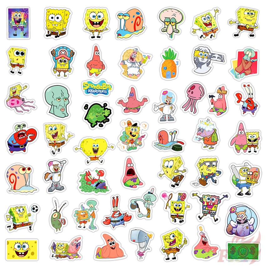 50pcs-set-spongebob-squarepants-series-01-สติ๊กเกอร์-diy-fashion-waterproof-decals-doodle-graffiti-สติ๊กเกอร์
