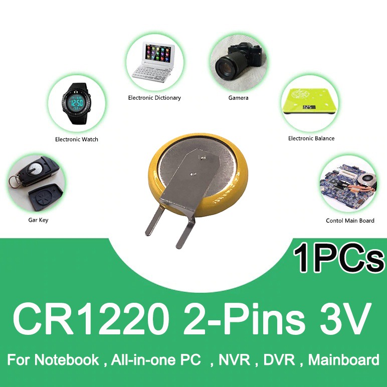 ถ่าน-bios-1pcs-cr1220-2-pins-welding-battery-3v-40mah-button-cell-lithium-batteries-for-notebook-all-in-one-pc-nvr