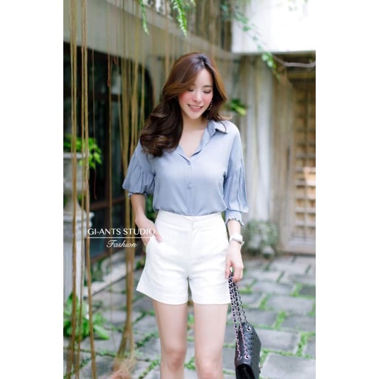 เสื้อเชิ้ตเเขนจั้ม-5ส่วน-เสื้อเชิ้ตแขนยาว-ใส่สบาย-ผ้าซิลล์เกาหลี-งานป้าย