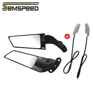 Semspeed กระจกมองหลังอลูมิเนียม CNC พร้อมไฟเลี้ยว สําหรับ Kawasaki NINJA ZX-6R/ZX6RR ZX10R