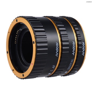 Andoer แหวนท่อต่อขยายมาโคร โฟกัสอัตโนมัติ Ttl โลหะ หลากสี สําหรับ Canon Eos Ef Ef-S 60D 7D 5D Ii 550D สีทอง