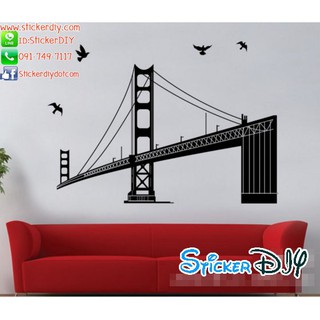 SALE Transparent wall sticker สติ๊กเกอร์ติดผนัง Golden Gate Bridge (กว้าง140cm.xสูง95cm.)