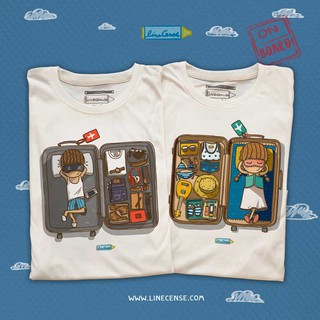 เสื้อยืดผ้าฝ้ายพิมพ์ลายขายดีBoy and Girl "On Board" t-shirt เสื้อยืด ลายนักเดินทาง ท่องเที่ยว เสื้อคู่ เสื้อครอบครัว
