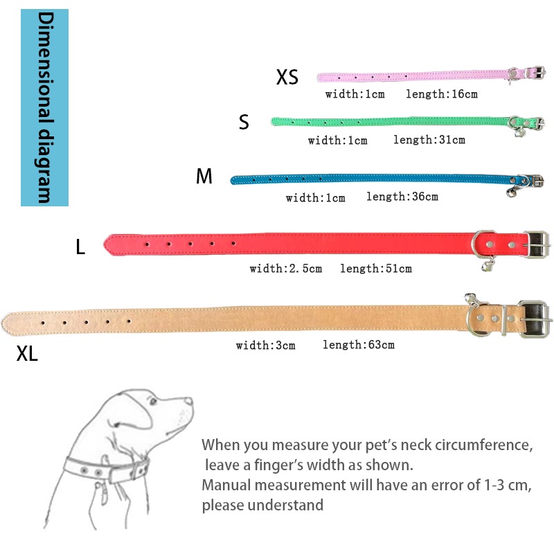 ปลอกคอหนัง-pu-นิ่ม-ขนาดใหญ่-พร้อมกระดิ่ง-สีพื้น-สําหรับสัตว์เลี้ยง-สุนัข-แมว-ชิวาวา-16-สี