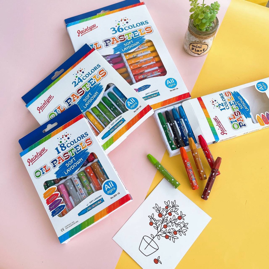ภาพหน้าปกสินค้าชุดระบายสี 12-36 สี สีเทียน อุปกรณ์ศิลปะ ชุดดินสอสีสำหรับเด็ก ชุดดินสอสีเทียน สีสันสวยสว่าง ระบายง่าย