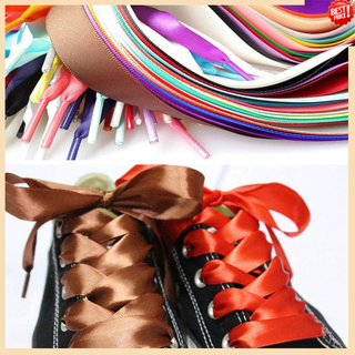 สินค้า 80CM Flat Silk Ribbon Shoelaces สายเชือกผูกรองเท้าสำหรับงานปาร์ตี้ 1 คู่