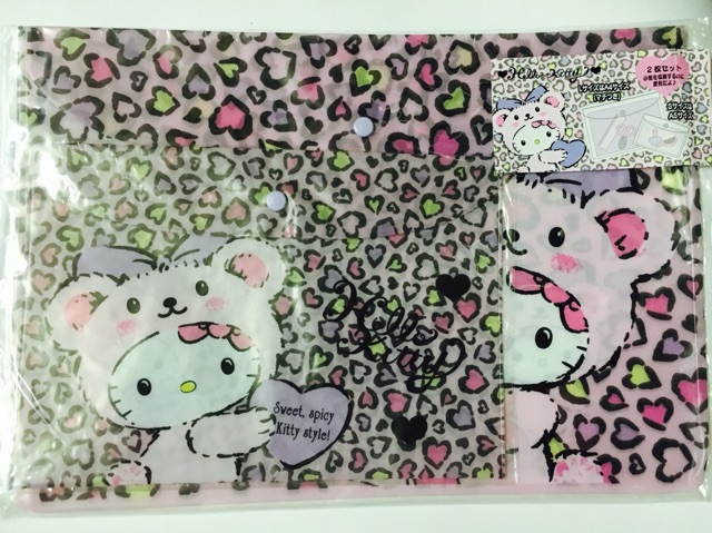 แฟ้มซองกระดุม-hello-kitty-leopard-set-2ชิ้น