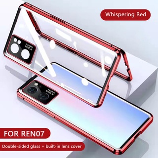 เคสโทรศัพท์มือถือ แบบฝาพับแม่เหล็ก ป้องกันกล้อง สองด้าน สําหรับ Oppo Reno 7 Pro 5G SE 7Z Reno7 OppoReno7 7Pro 7SE