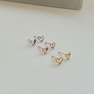 (โค้ด X8SFXJ ลด 20%) A.piece  ต่างหูเงินแท้ [all silver 925] heart stud earrings