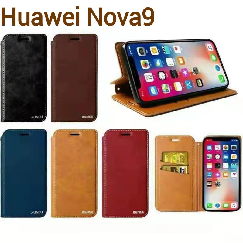 nova9-พร้อมส่งในไทย-เคสฝาพับhuawei-nova9เคสกระเป๋าเปิดปิดแบบแม่เหล็ก-เก็บนามบัตรได้