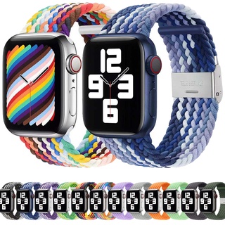 สายนาฬิกาข้อมือไนล่อนถัก สําหรับ Apple Watch Series 7 6 SE 5 4 3 38 มม. 40 มม. 42 มม. 44 มม. 41 มม. 45 มม.