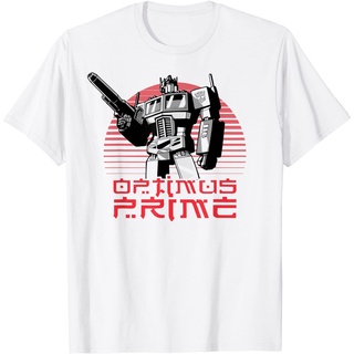 เสื้อยืดโอเวอร์ไซส์เสื้อยืด พิมพ์ลาย Transformers Optimus Prime Lined Sunset Portrait สําหรับผู้ชายS-3XL
