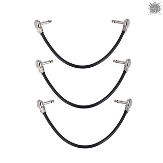 ภาพขนาดย่อของสินค้าสายสำหรับเอฟเฟคกีย์ตาร์ 30cm/ 12in 1/4" Silver Right-angle Plug Black PVC Jacket, 6-Pack
