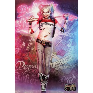 โปสเตอร์ หนัง Suicide Squad 2016 HARLEY QUINN POSTER 24”x35” Inch Antihero DC Comics Margot Robbie V2