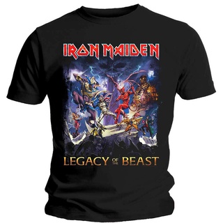 เสื้อยืดผู้ เสื้อยืดลําลอง ผ้าฝ้าย 100% แขนสั้น คอกลม พิมพ์ลาย Iron Maiden Legacy Of The Beast Band ทรงหลวม สไตล์วินเทจ