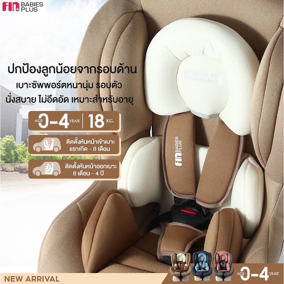 ภาพสินค้าFIN คาร์ซีท Carseat รุ่นFN01 (สำหรับแรกเกิด-4ปี) * ปรับระดับได้3ระดับ เบาะนั่งหนานุ่ม เบาะนั่งนิรภัยเด็ก จากร้าน babiesplus.shop บน Shopee ภาพที่ 7