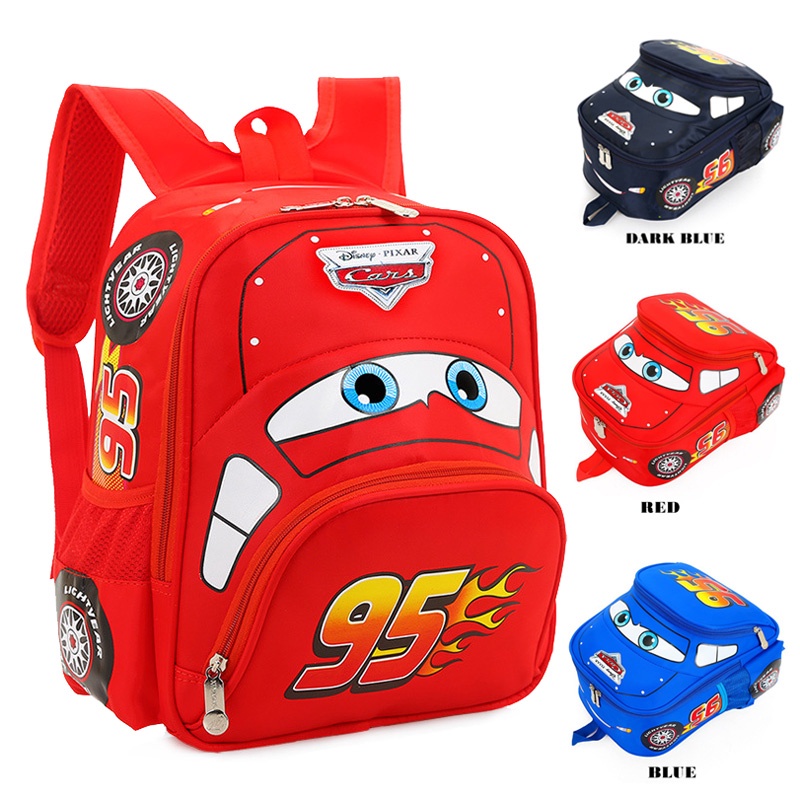 Disney Pixar Lightning McQueen 三维 Car Shape School Backpack โรงเรียน